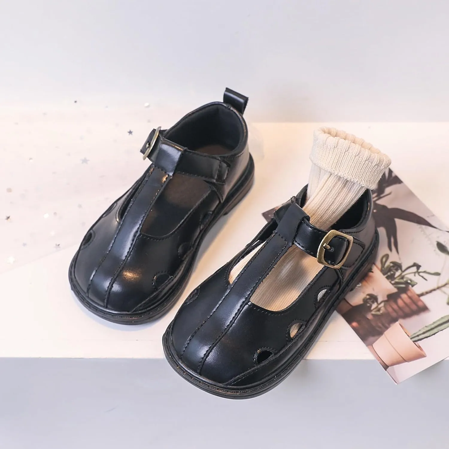 Toddler Girls Mary Jane Dress Shoes Ballet Shoes School Oxford Flats for Easter Flower Kids Party Uniform Shoes