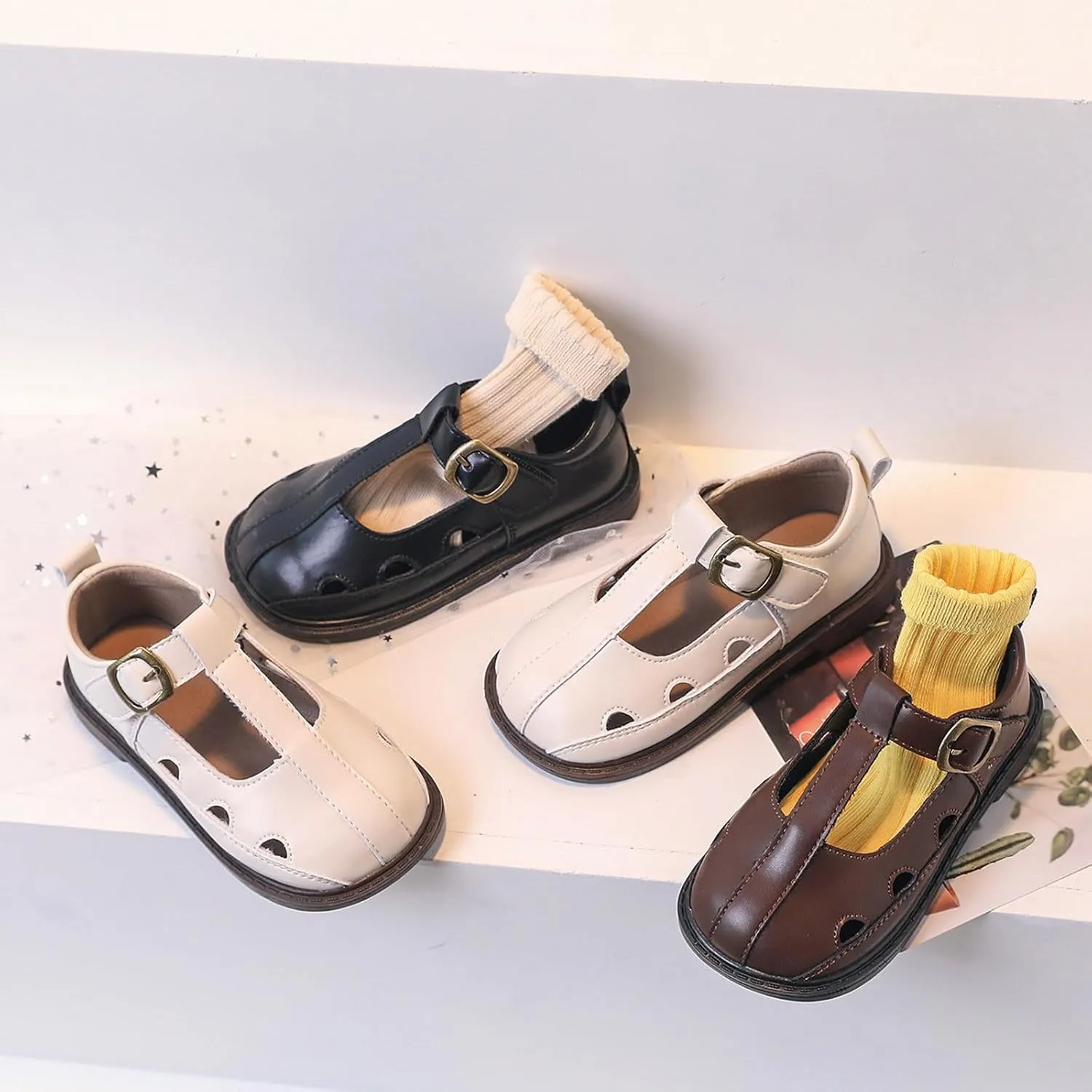 Toddler Girls Mary Jane Dress Shoes Ballet Shoes School Oxford Flats for Easter Flower Kids Party Uniform Shoes