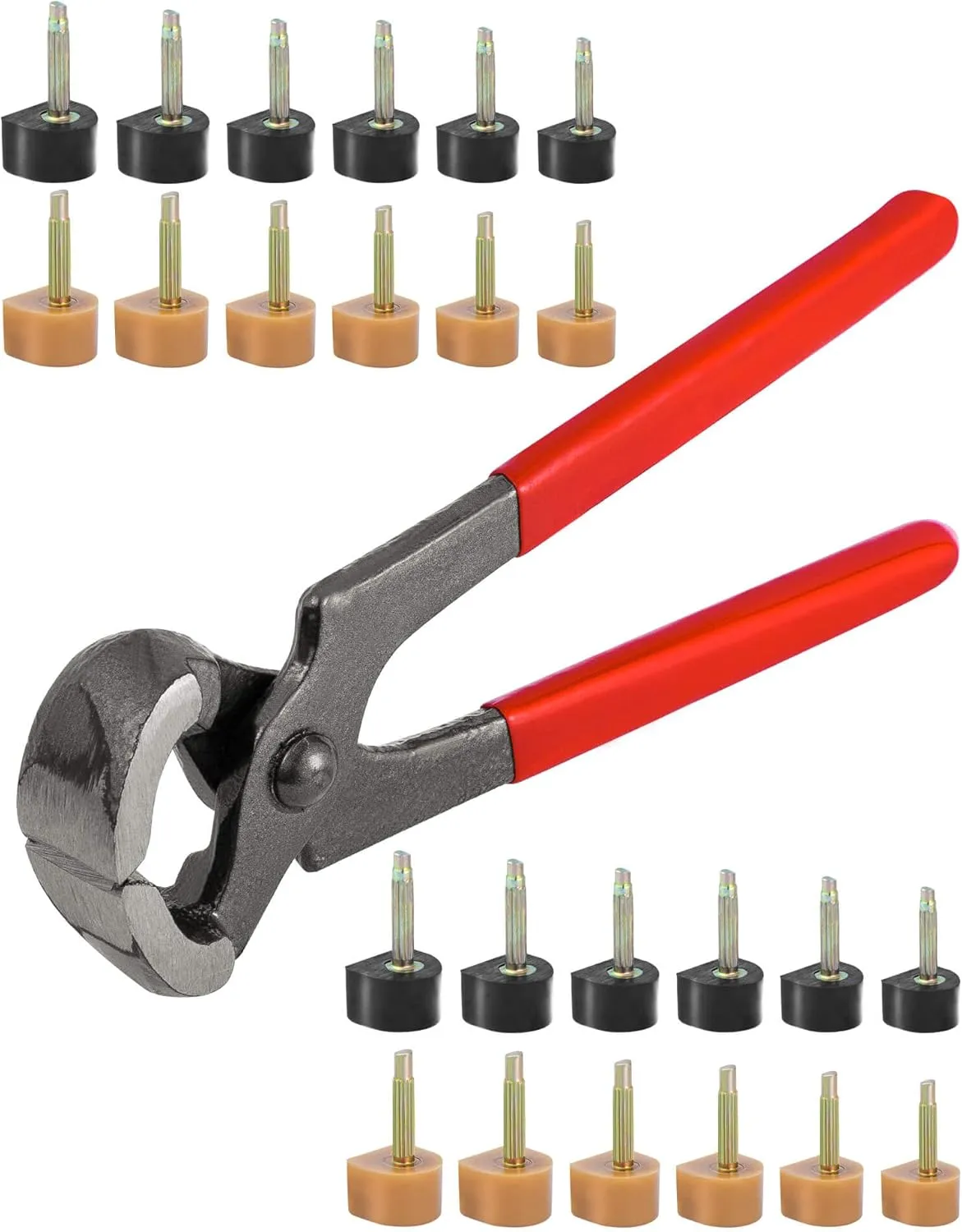 TRIZILLA 24 Pairs High Heel Replacement Tips, Heel Repair Kit for Women High Heel Shoes with 6 Inch High Heel Remove Pliers, 6 Sizes Heel Tips Caps, U-Shape, Black Beige