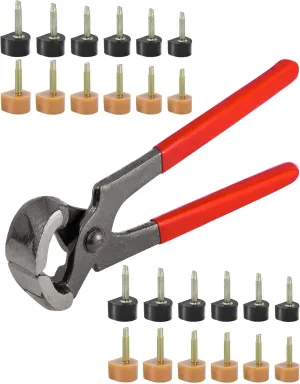 TRIZILLA 24 Pairs High Heel Replacement Tips, Heel Repair Kit for Women High Heel Shoes with 6 Inch High Heel Remove Pliers, 6 Sizes Heel Tips Caps, U-Shape, Black Beige