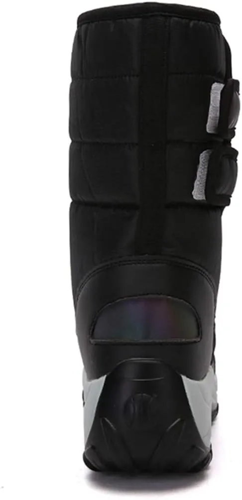 VOKLIN Women's Winter Waterproof Rain Snow Boots Fashion Platform Hook-and-Loop Mid Wide Calf Ski Snow Booties