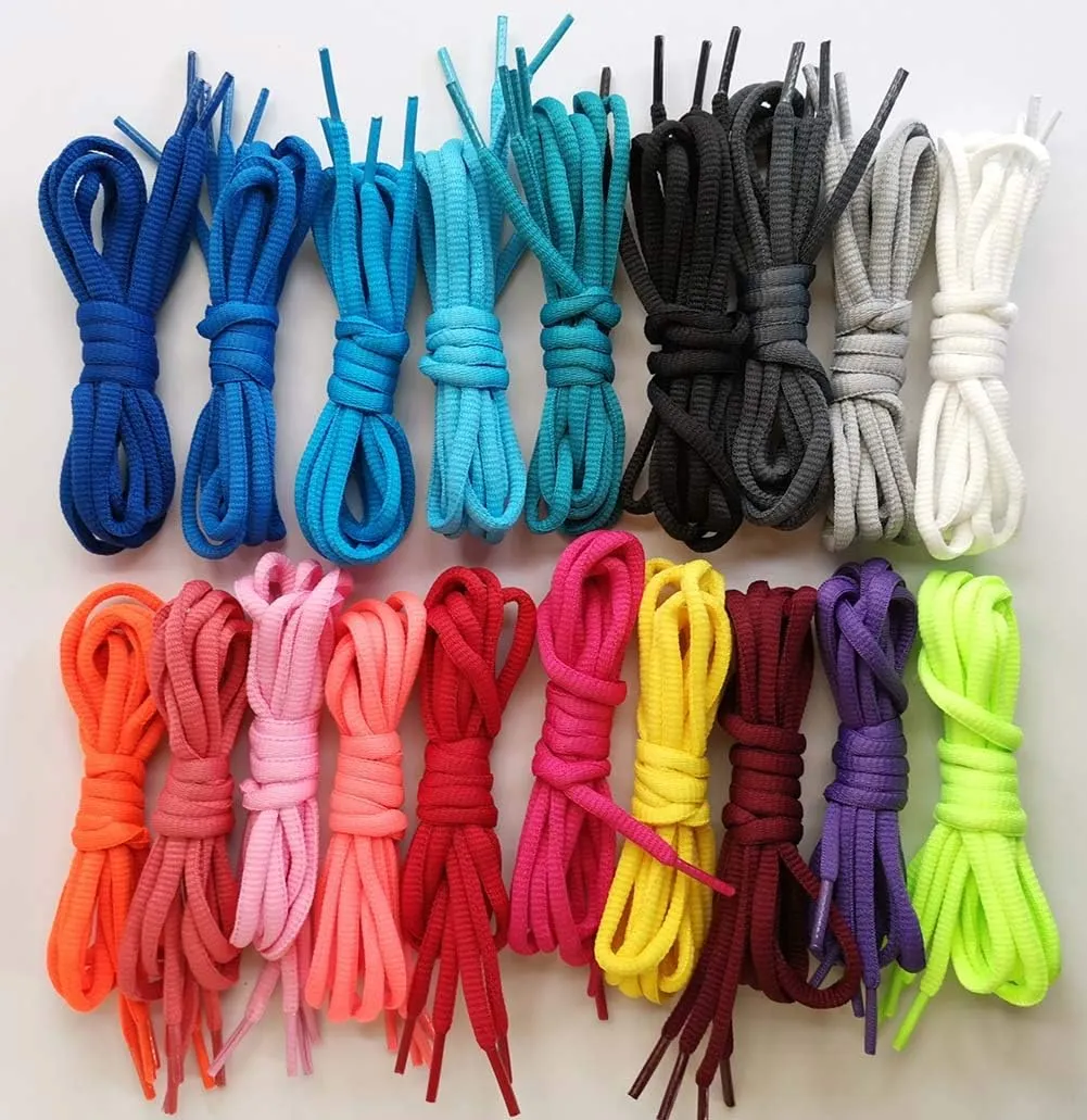 VSUDO 2 Pairs Oval Shoe Laces for Sneakers, Basketball Baseball Shoelace, Athletic Sport Trainers Shoestrings