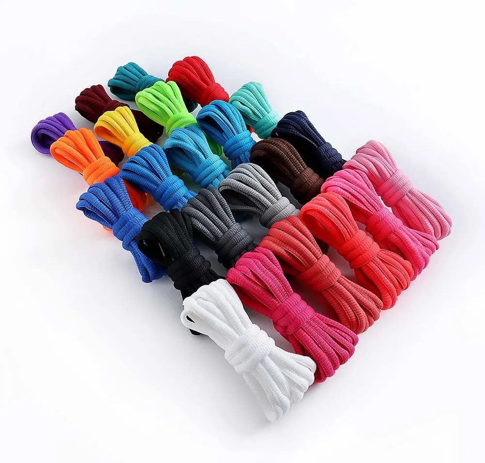 VSUDO 2 Pairs Oval Shoe Laces for Sneakers, Basketball Baseball Shoelace, Athletic Sport Trainers Shoestrings