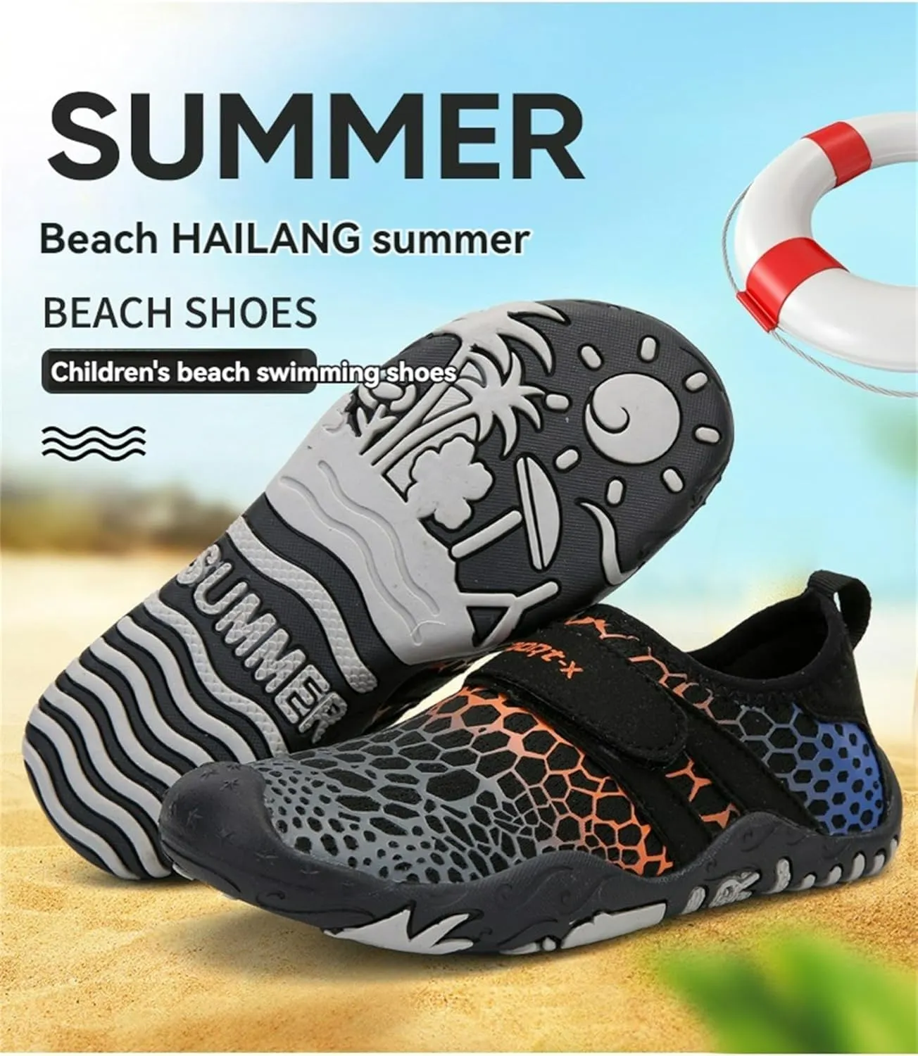 Water Shoes for Kids Boys Girls Athletic Non Slip Barefoot Shoes Lightweight Breathable Quick Dry Water Shoes Unisex Fashion Printed Hiking Footwear for Running Swimming Surfing Camping Climbing