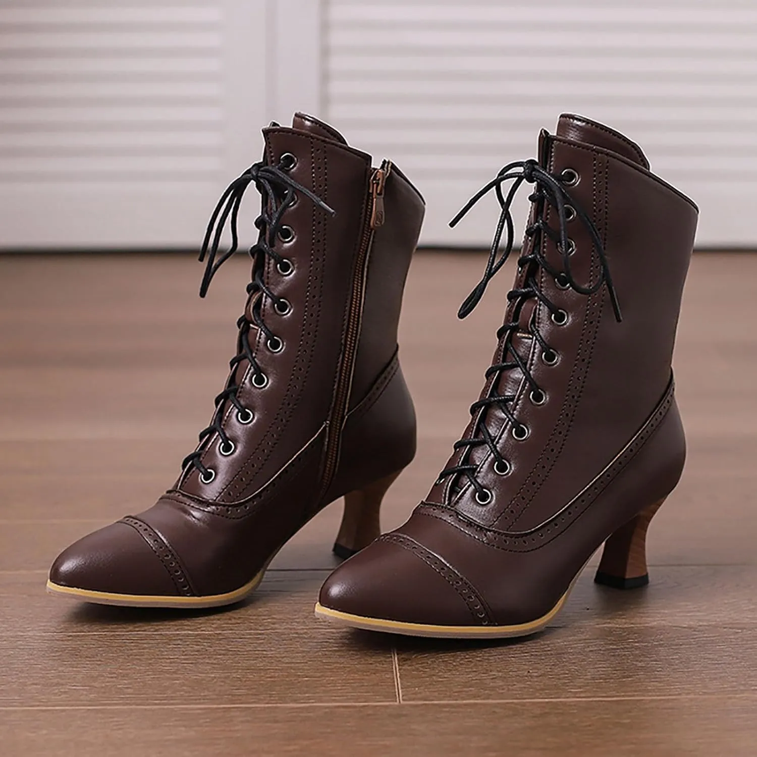 Western Boots Women Womens Ankle Boots Low Heel Fashion Women's British Kitten Heels Side Zipper Motorcycle Boots