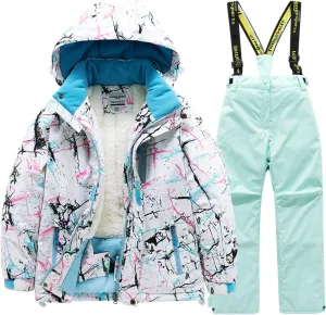 Winter Kids Boys Ski Suit Pants Jackets Sets Girls Snowbibs Snowboarding Clothes