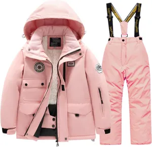 Winter Kids Boys Ski Suit Pants Jackets Sets Girls Snowbibs Snowboarding Clothes