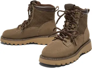 Women's Combat Ankle Boots - Lace-Up Hiking Boots with Platform Heel, Winter Shoes for Outdoor Walking & Daily Wear