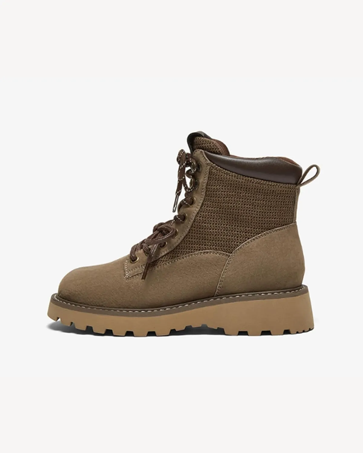 Women's Combat Ankle Boots - Lace-Up Hiking Boots with Platform Heel, Winter Shoes for Outdoor Walking & Daily Wear