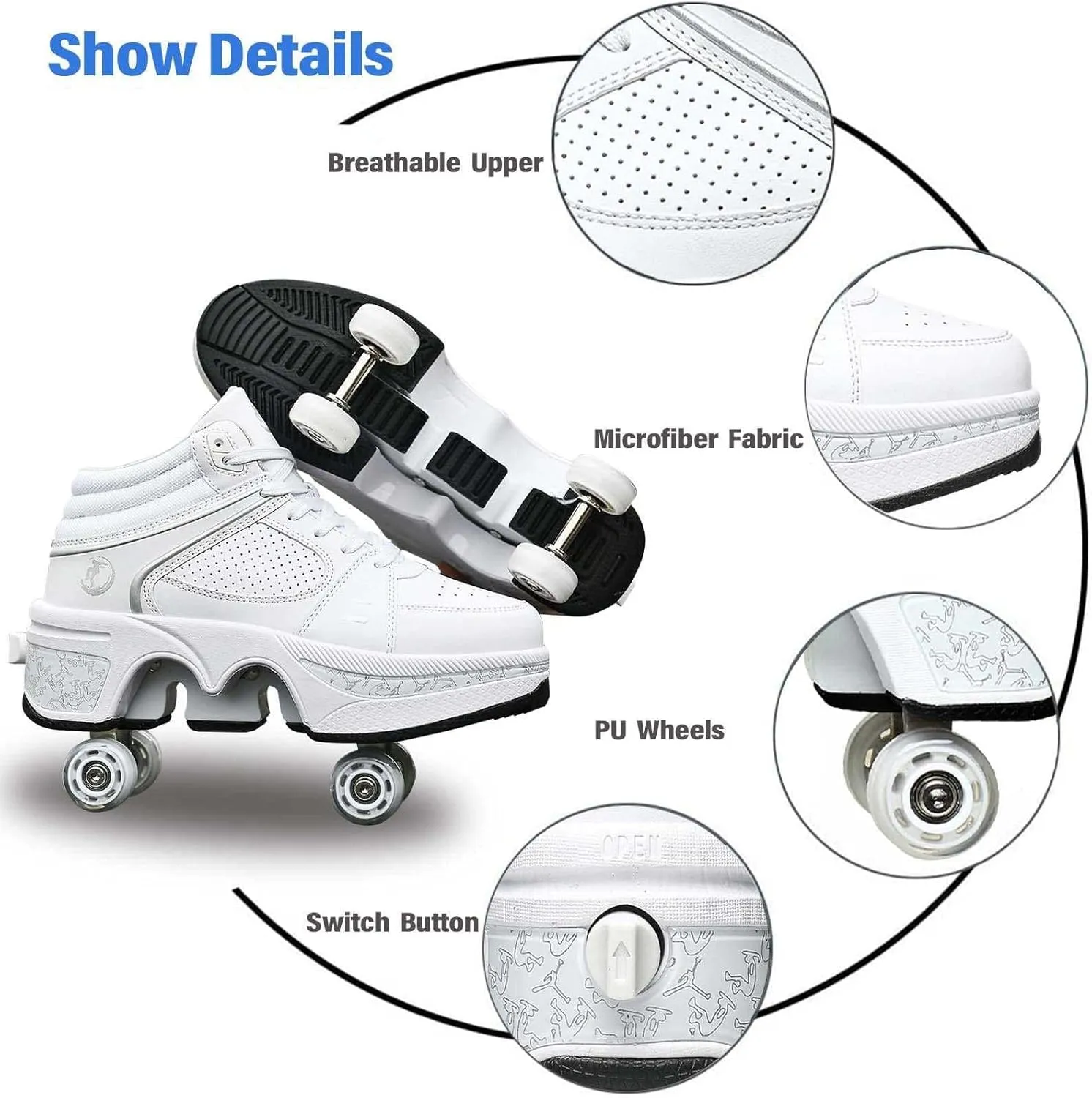 Women??s Retractable Roller Skate Shoes ?C 2-in-1 Adjustable Sneakers with Hidden Wheels for Outdoor Sports, Walking & Fitness ?C Lightweight & Comfortable Design