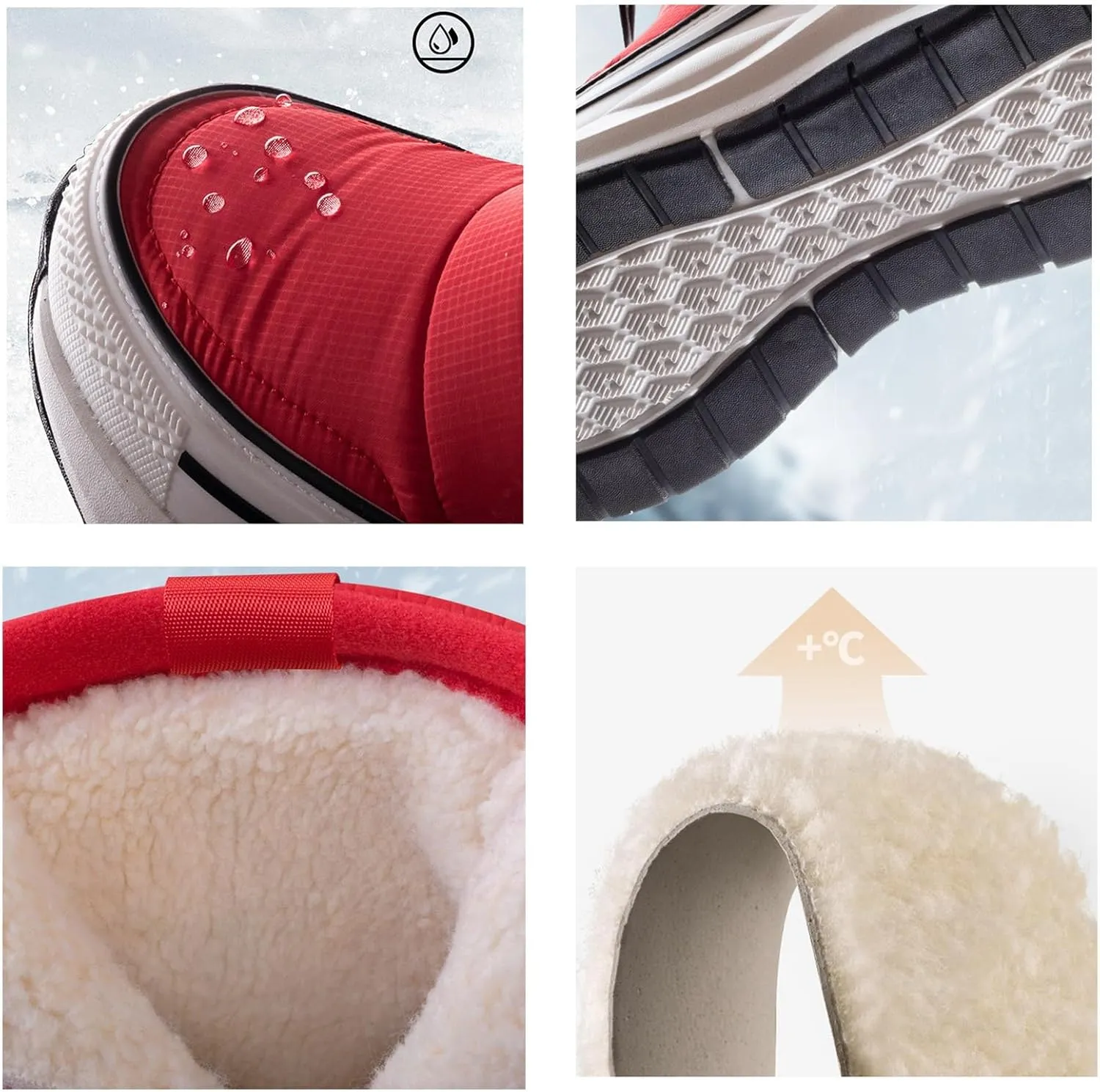Womens Slip-On Winter Boots,Outdoor Walking Protect Ankle Winter Hiking Boots Women,Comfortable Fur Lined Warm Snow Boots for Women,Waterproof