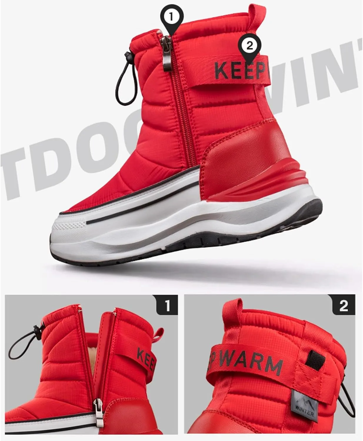 Womens Slip-On Winter Boots,Outdoor Walking Protect Ankle Winter Hiking Boots Women,Comfortable Fur Lined Warm Snow Boots for Women,Waterproof