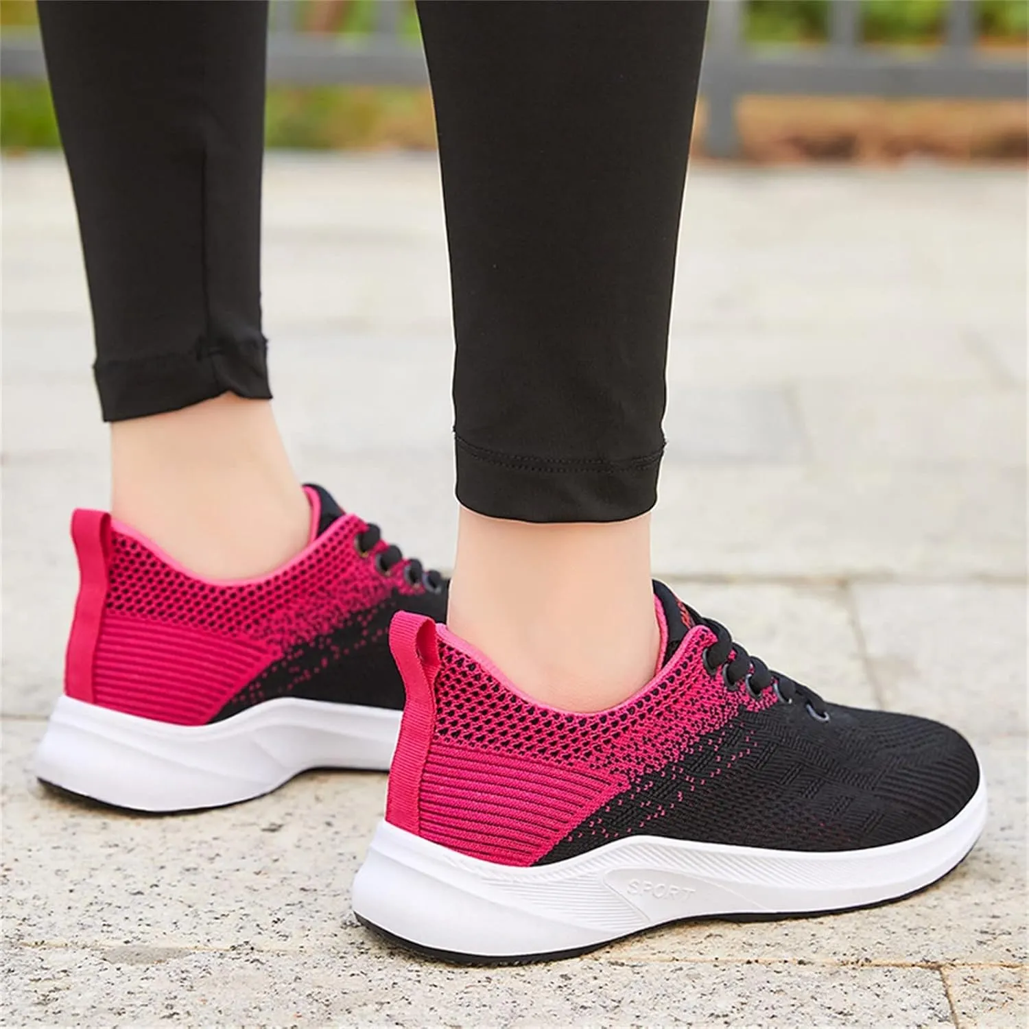 Women's Walking Sock Shoes Elastic Knit Lightweight Womens Tennis Shoes Wide Width Casual Shoes Black Platform Sneaker White Tennis Shoe Cross Trainer Shoe