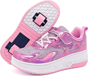 Wooowyet Roller Skate Shoes for Kids Boys Girls Rechargealbe Wheels Sneakers Fashion Roller Wheeled