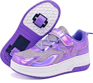 Wooowyet Roller Skate Shoes for Kids Boys Girls Rechargealbe Wheels Sneakers Fashion Roller Wheeled