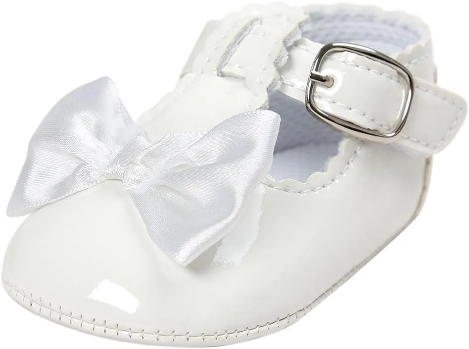 WUAI-Baby Girls Mary Jane Flats Sparkly Bowknot Princess Dress First Walkers Crib Shoes for Wedding Festival Party