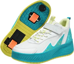 Youngsters' Fashion Sneakers Unisex Fashion Roller Skates 2/4 Detachable Retractable Wheels Comfortable Low-Top Shoes Breathable Upper Adjustable Lace-Up Closure