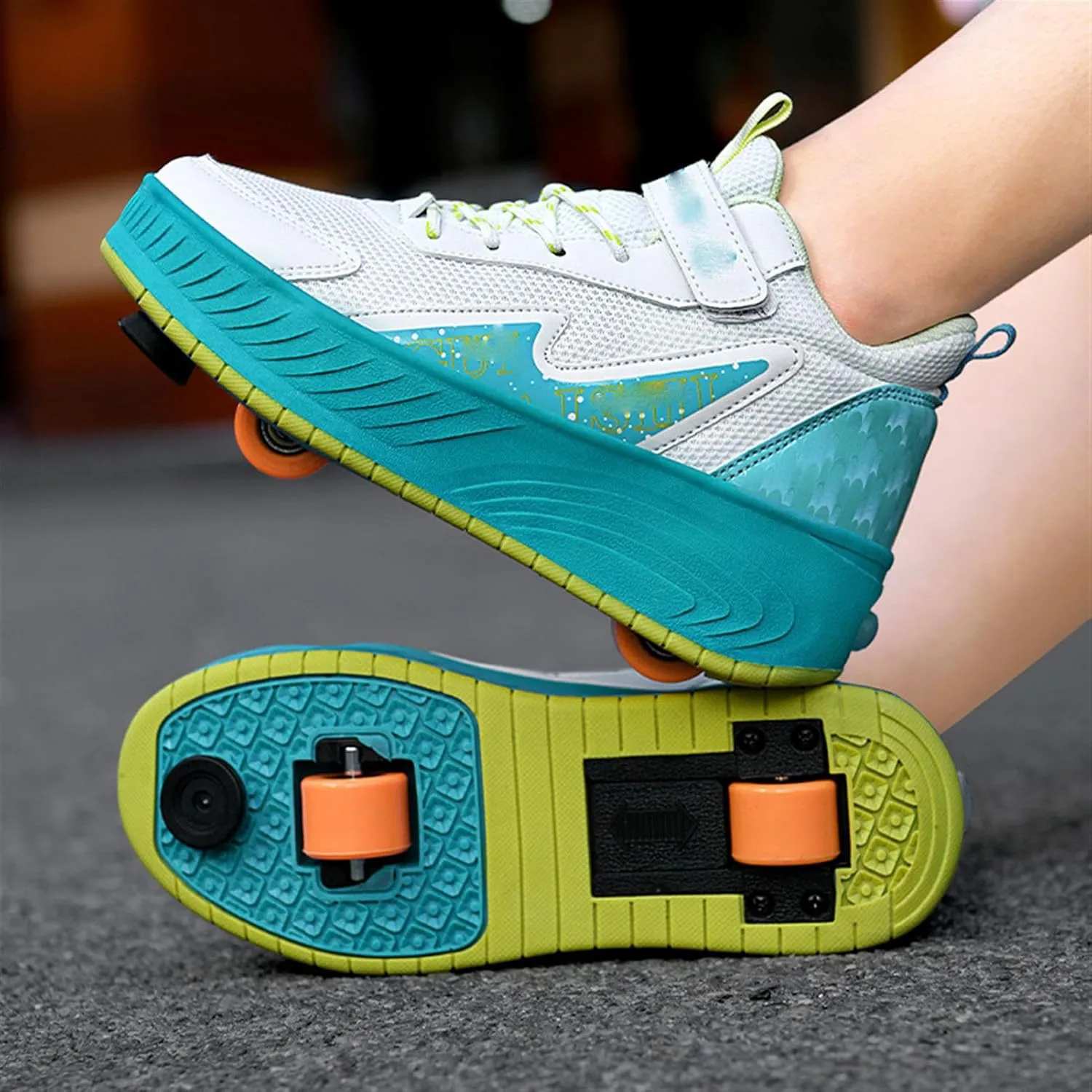 Youngsters' Fashion Sneakers Unisex Fashion Roller Skates 2/4 Detachable Retractable Wheels Comfortable Low-Top Shoes Breathable Upper Adjustable Lace-Up Closure