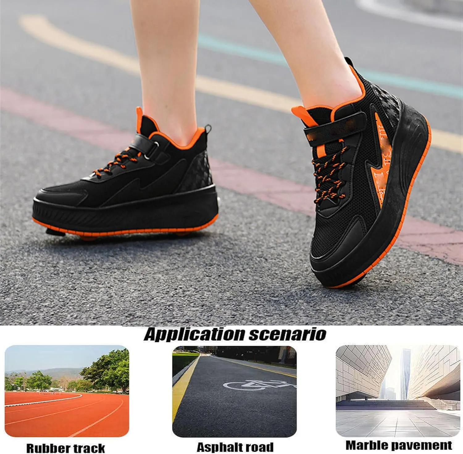 Youngsters' Fashion Sneakers Unisex Fashion Roller Skates 2/4 Detachable Retractable Wheels Comfortable Low-Top Shoes Breathable Upper Adjustable Lace-Up Closure