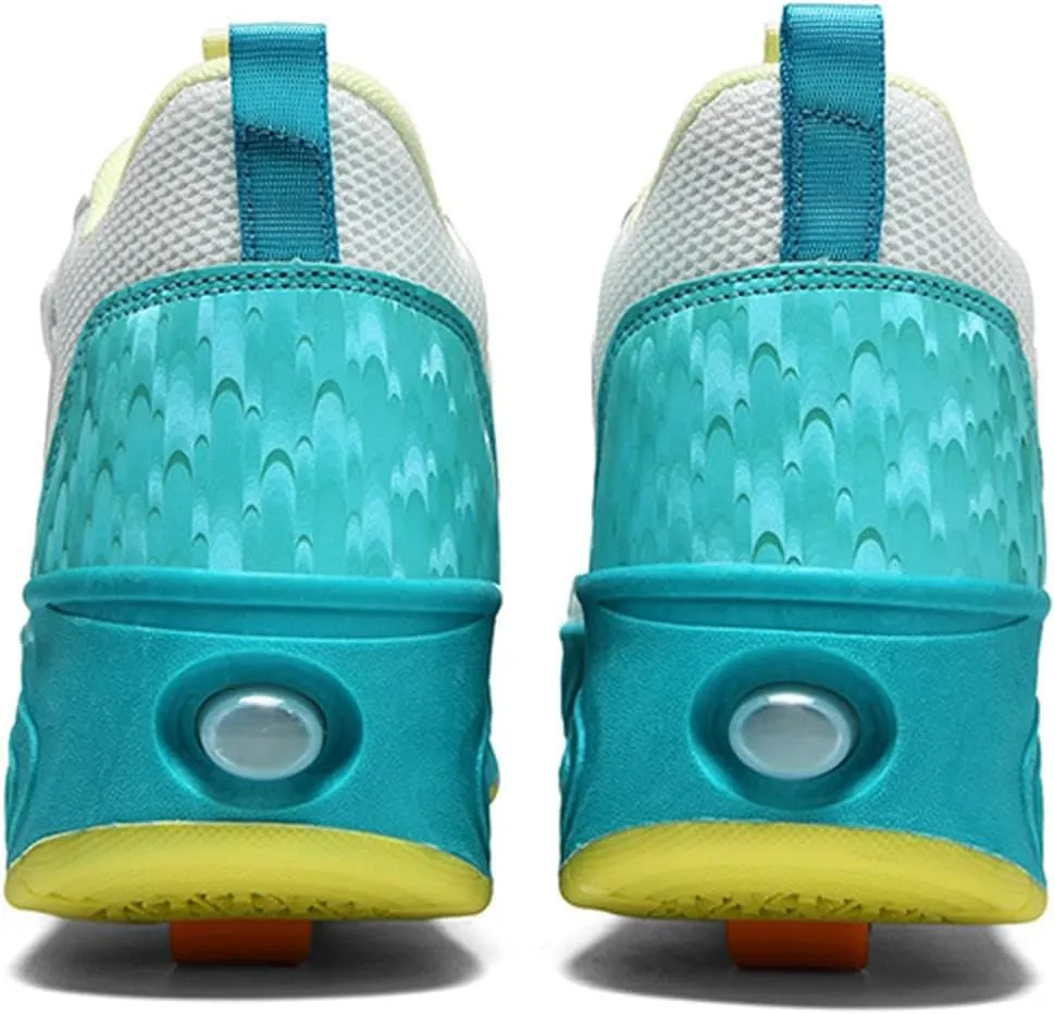 Youngsters' Fashion Sneakers Unisex Fashion Roller Skates 2/4 Detachable Retractable Wheels Comfortable Low-Top Shoes Breathable Upper Adjustable Lace-Up Closure