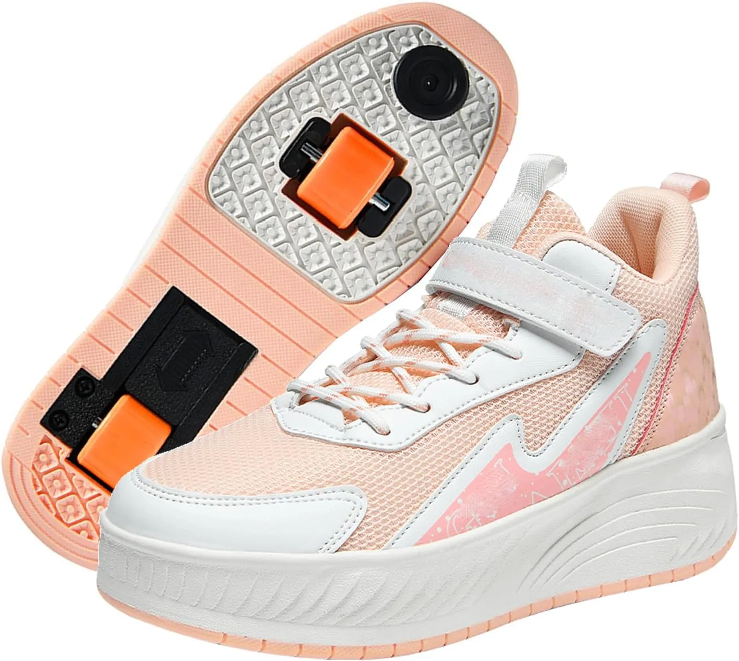 Youngsters' Fashion Sneakers Unisex Fashion Roller Skates 2/4 Detachable Retractable Wheels Comfortable Low-Top Shoes Breathable Upper Adjustable Lace-Up Closure