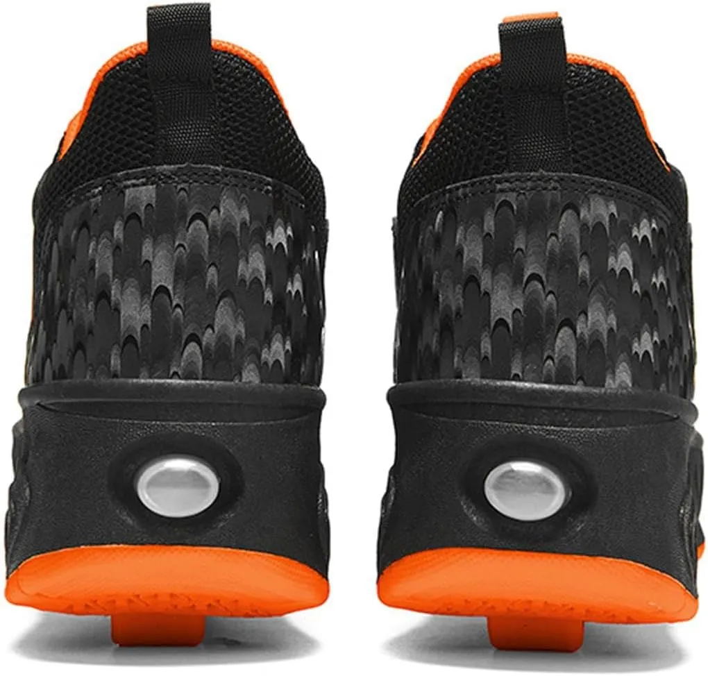Youngsters' Fashion Sneakers Unisex Fashion Roller Skates 2/4 Detachable Retractable Wheels Comfortable Low-Top Shoes Breathable Upper Adjustable Lace-Up Closure