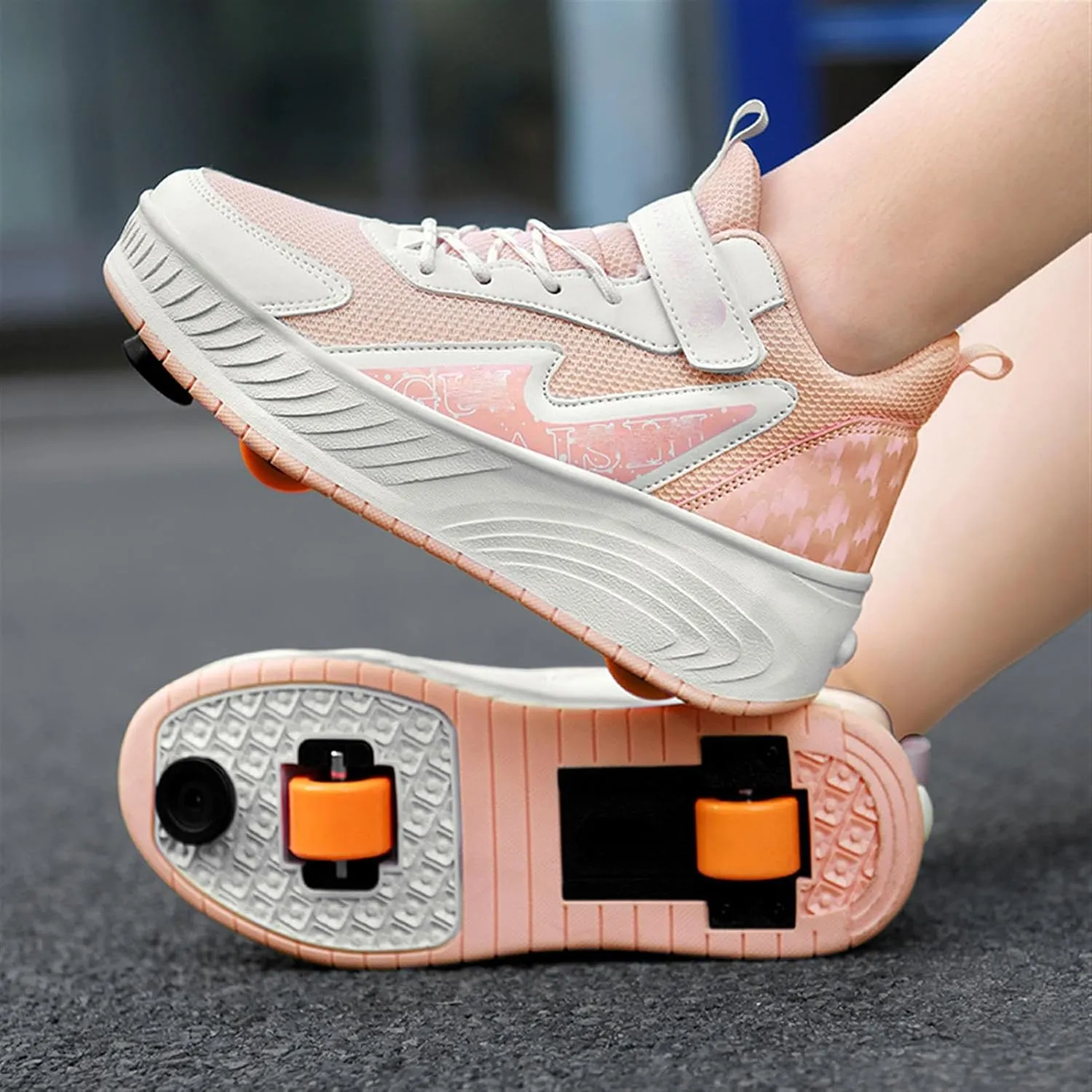 Youngsters' Fashion Sneakers Unisex Fashion Roller Skates 2/4 Detachable Retractable Wheels Comfortable Low-Top Shoes Breathable Upper Adjustable Lace-Up Closure