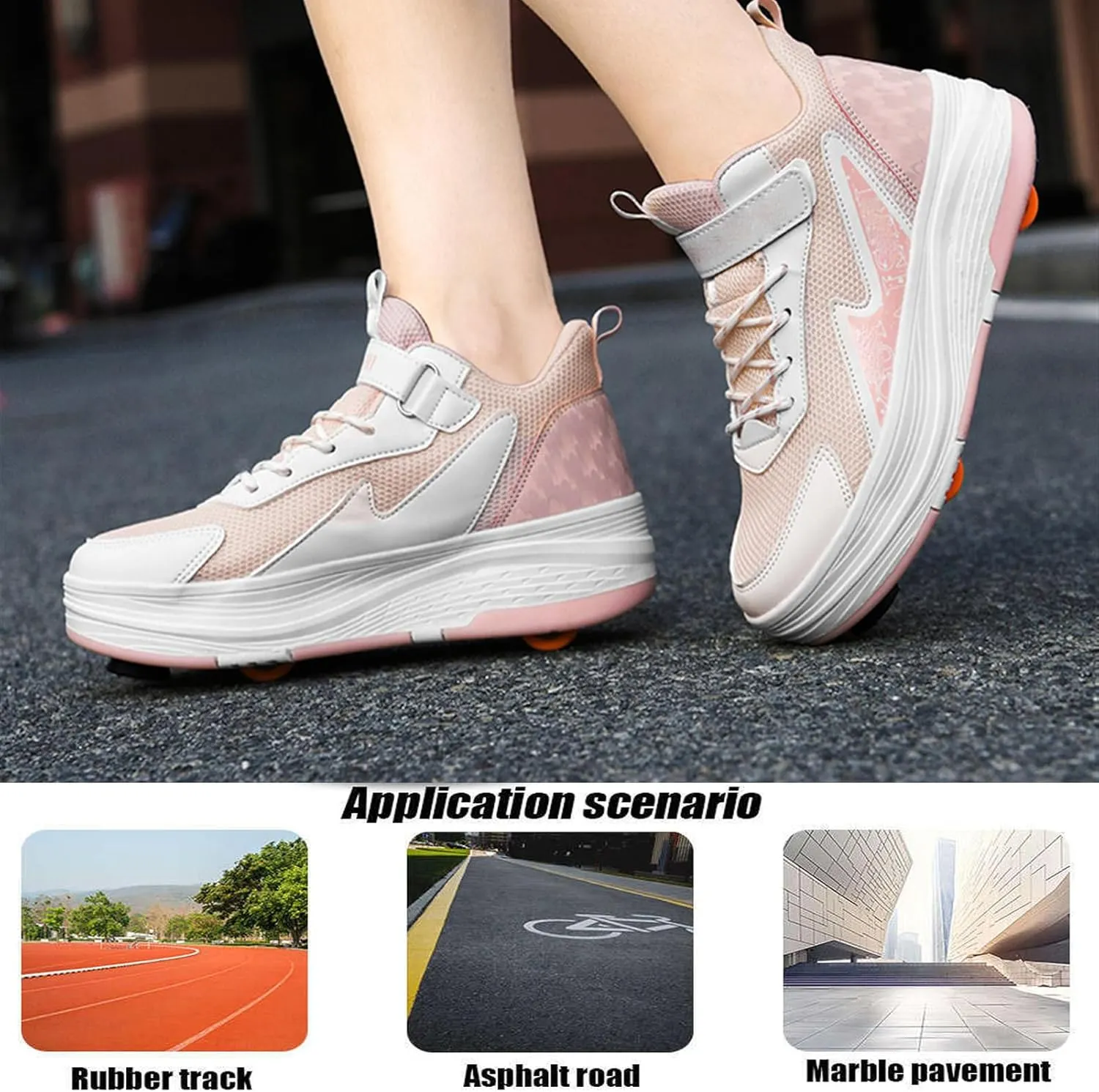 Youngsters' Fashion Sneakers Unisex Fashion Roller Skates 2/4 Detachable Retractable Wheels Comfortable Low-Top Shoes Breathable Upper Adjustable Lace-Up Closure