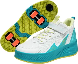Youngsters' Fashion Sneakers Unisex Fashion Roller Skates 2/4 Detachable Retractable Wheels Comfortable Low-Top Shoes Breathable Upper Adjustable Lace-Up Closure