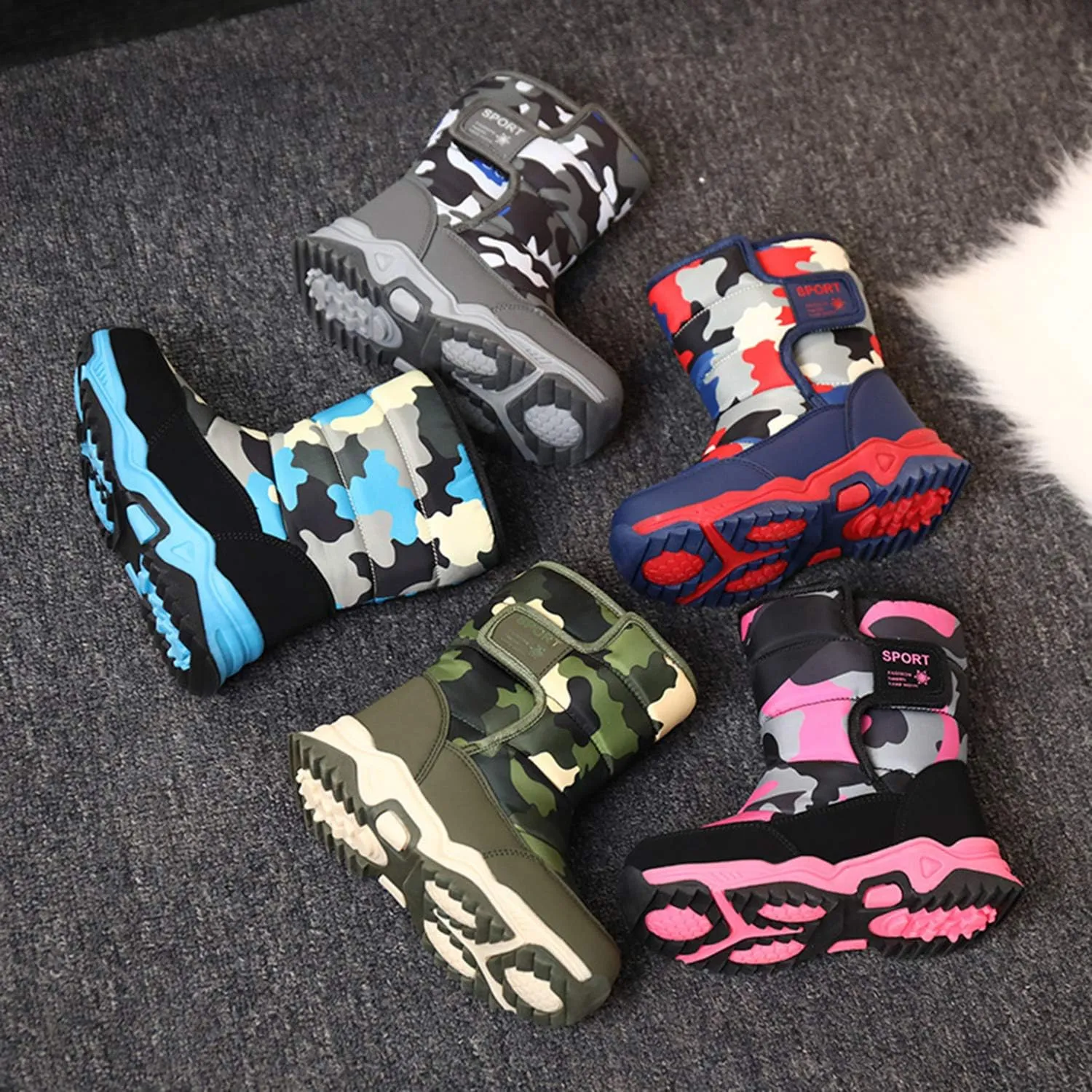 YUKTOPA Kids Boys Girls Outdoor Snow Boots Winter Fur Lined Warm Boots Walking Shoes