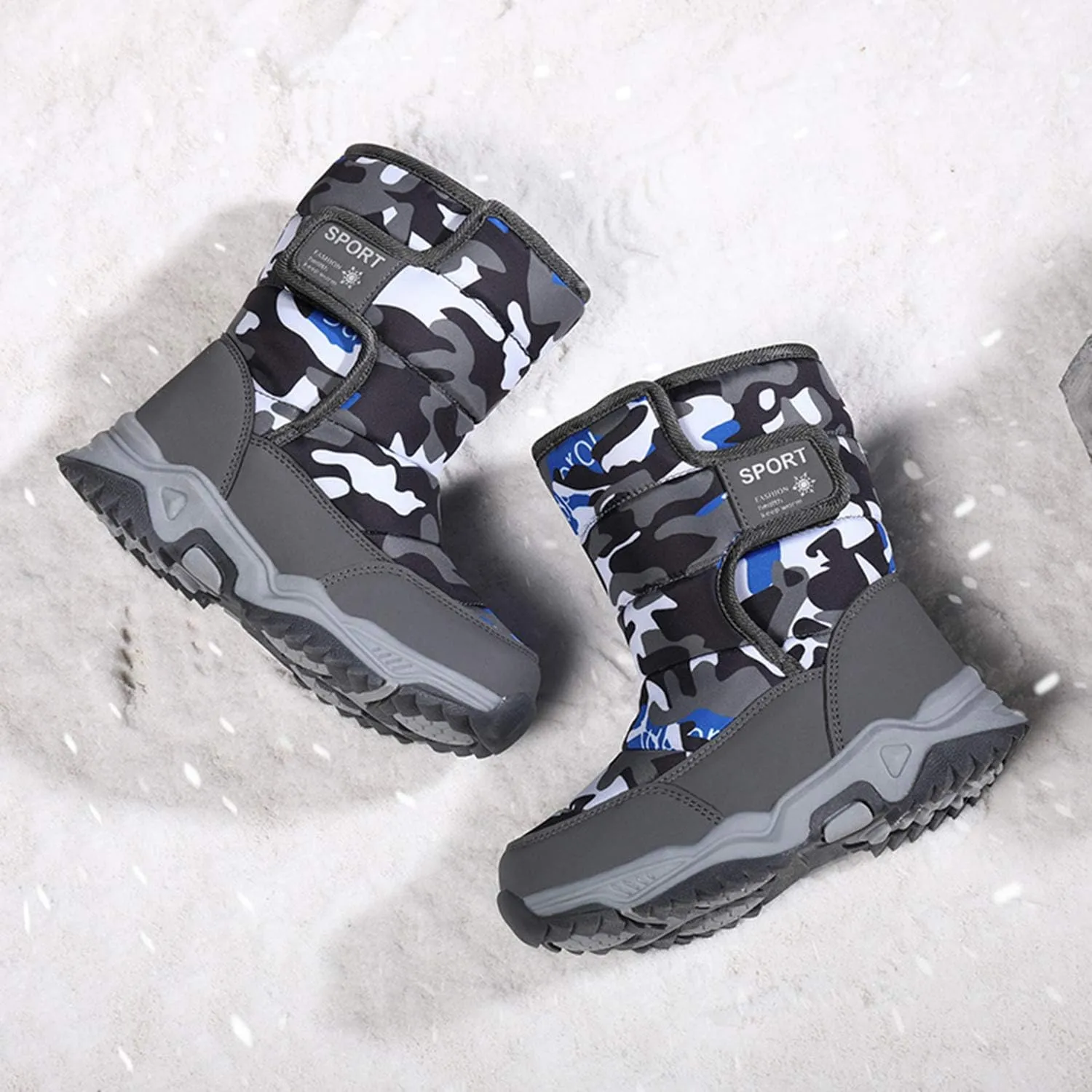 YUKTOPA Kids Boys Girls Outdoor Snow Boots Winter Fur Lined Warm Boots Walking Shoes