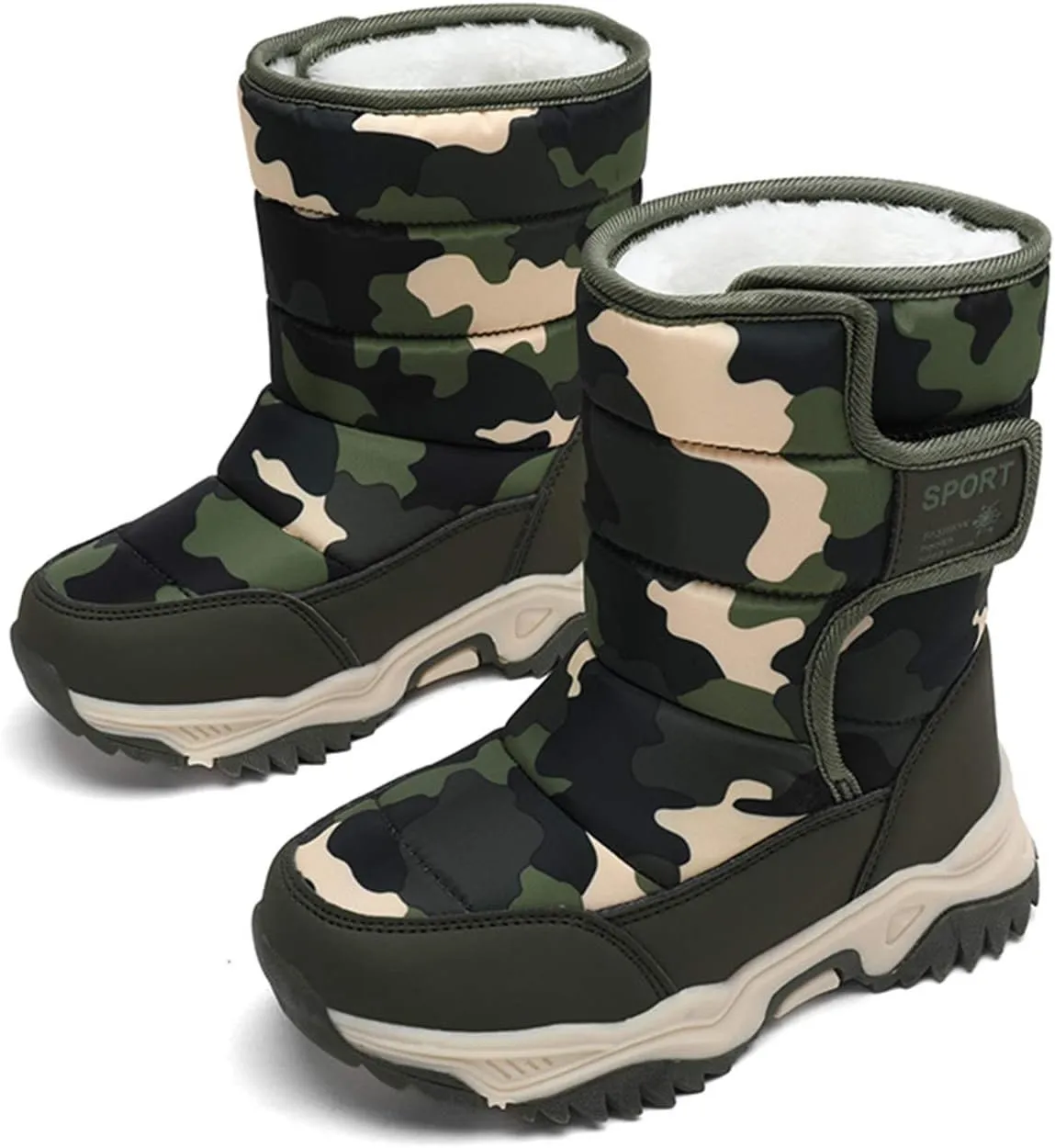 YUKTOPA Kids Boys Girls Outdoor Snow Boots Winter Fur Lined Warm Boots Walking Shoes