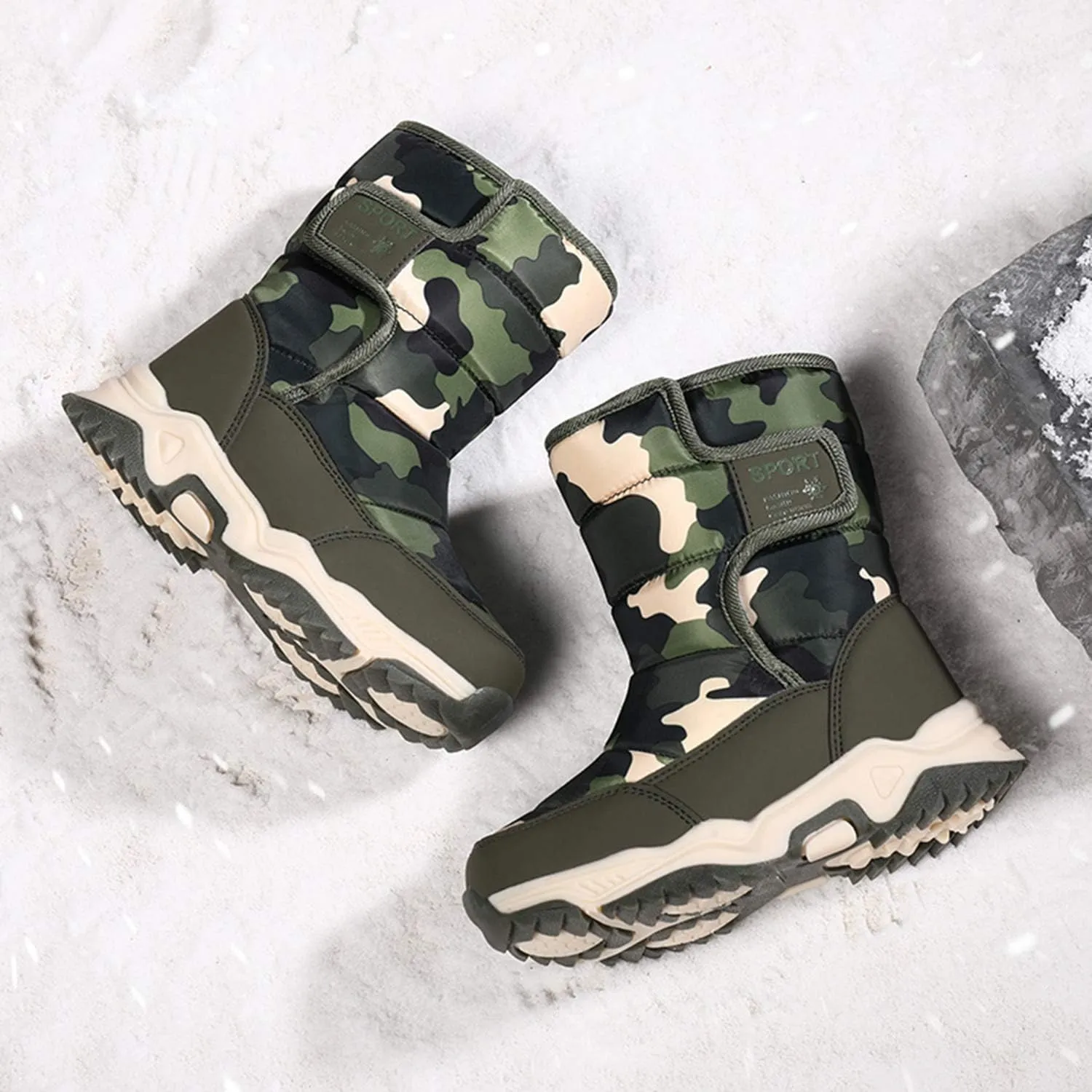 YUKTOPA Kids Boys Girls Outdoor Snow Boots Winter Fur Lined Warm Boots Walking Shoes